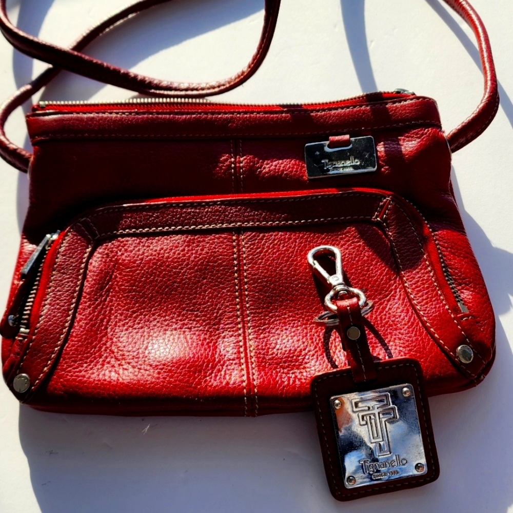 Authentic Tignanello Leather Crossbody Bag | Red